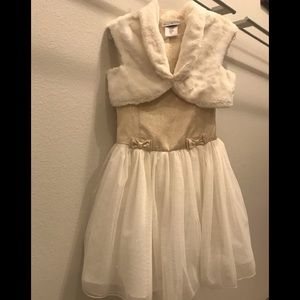 Jona Michelle Glittery Dress with Faux Fur Shrug